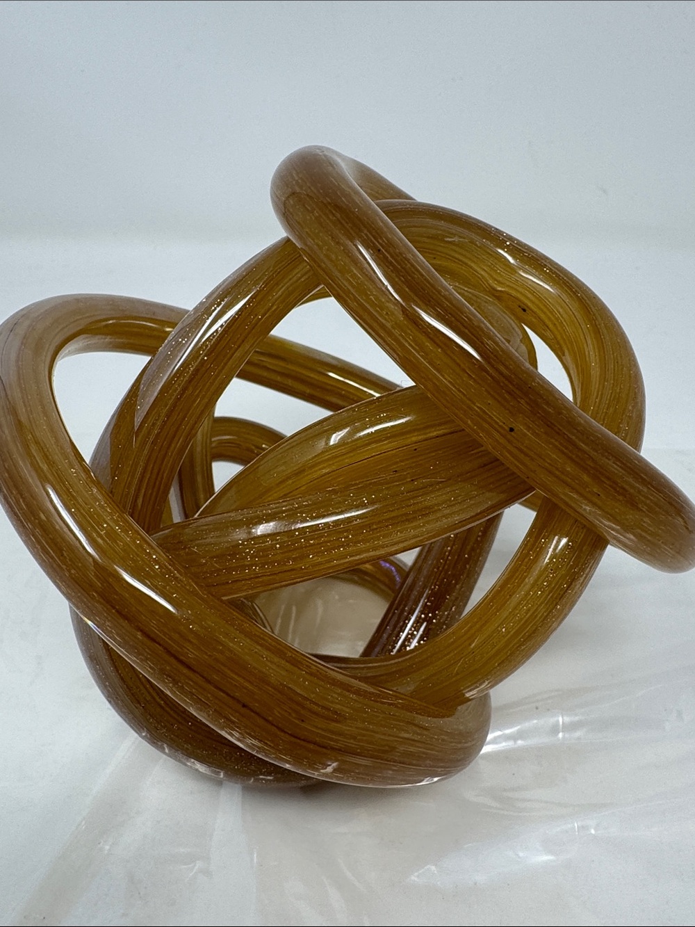 BLOWN SMOOTH GLASS BALL SHAPED WINDING TUBE FIGURINE ART DECO SHELF DECOR HEAVY
